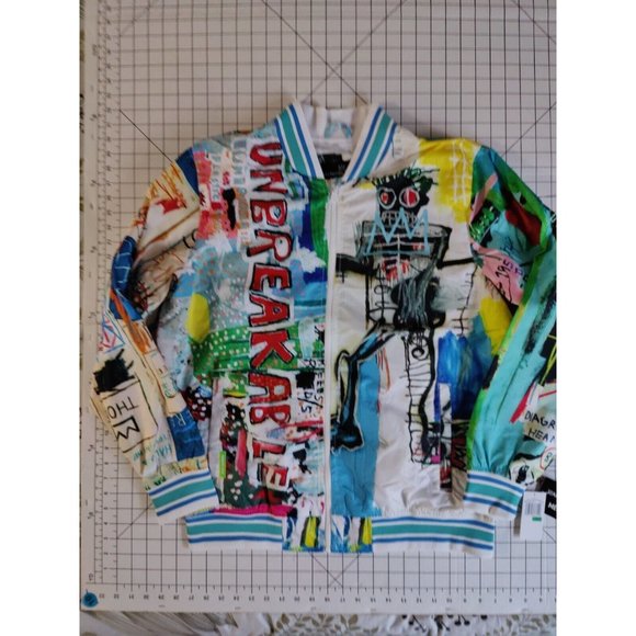 Members Only Jean-Michel Basquiat UNBREAKABLE Windbreaker Jacket Men’s Sz LG NEW - Picture 3 of 12